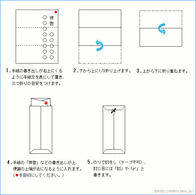 和封筒（三つ折り）の手紙