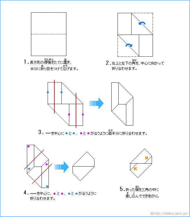 可愛い手紙の折り方（基本1）