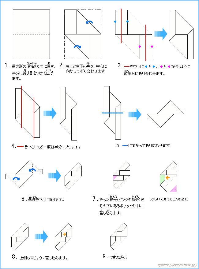 可愛い手紙の折り方（基本2）