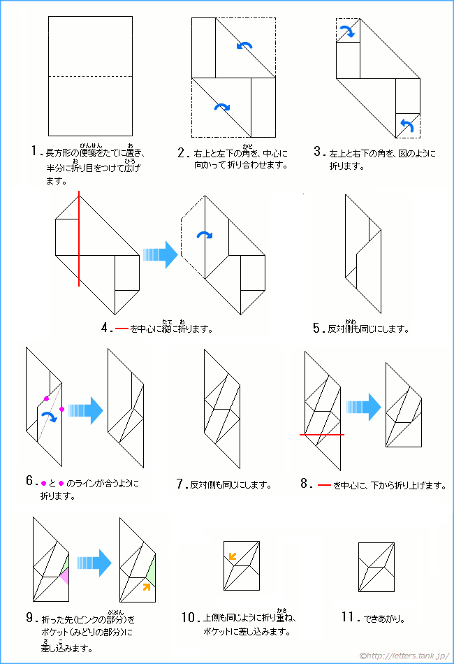 可愛い手紙の折り方（基本3）